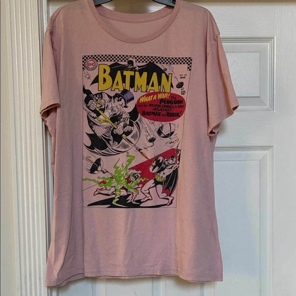 Dusty Pink Batman Graphic T-Shirt